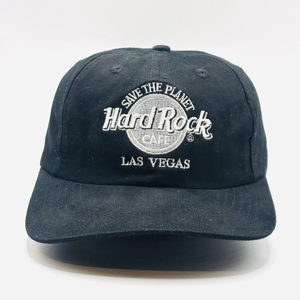 Vintage Hard Rock Cafe SnapBack Hat Cap Las Vegas Black 90s